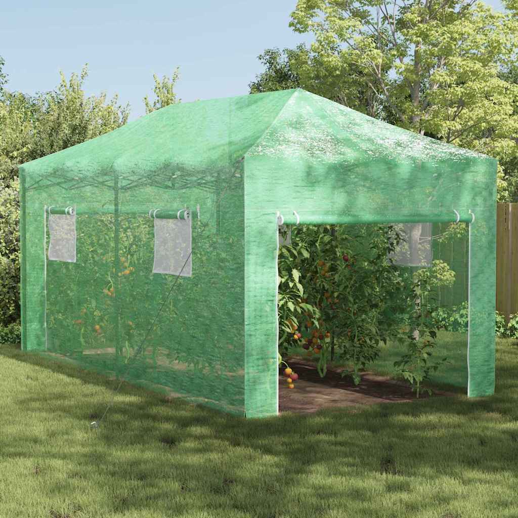 vidaXL Kasvihuone pop-up rakenteella Vihreä 290 x 580 x 315 cm