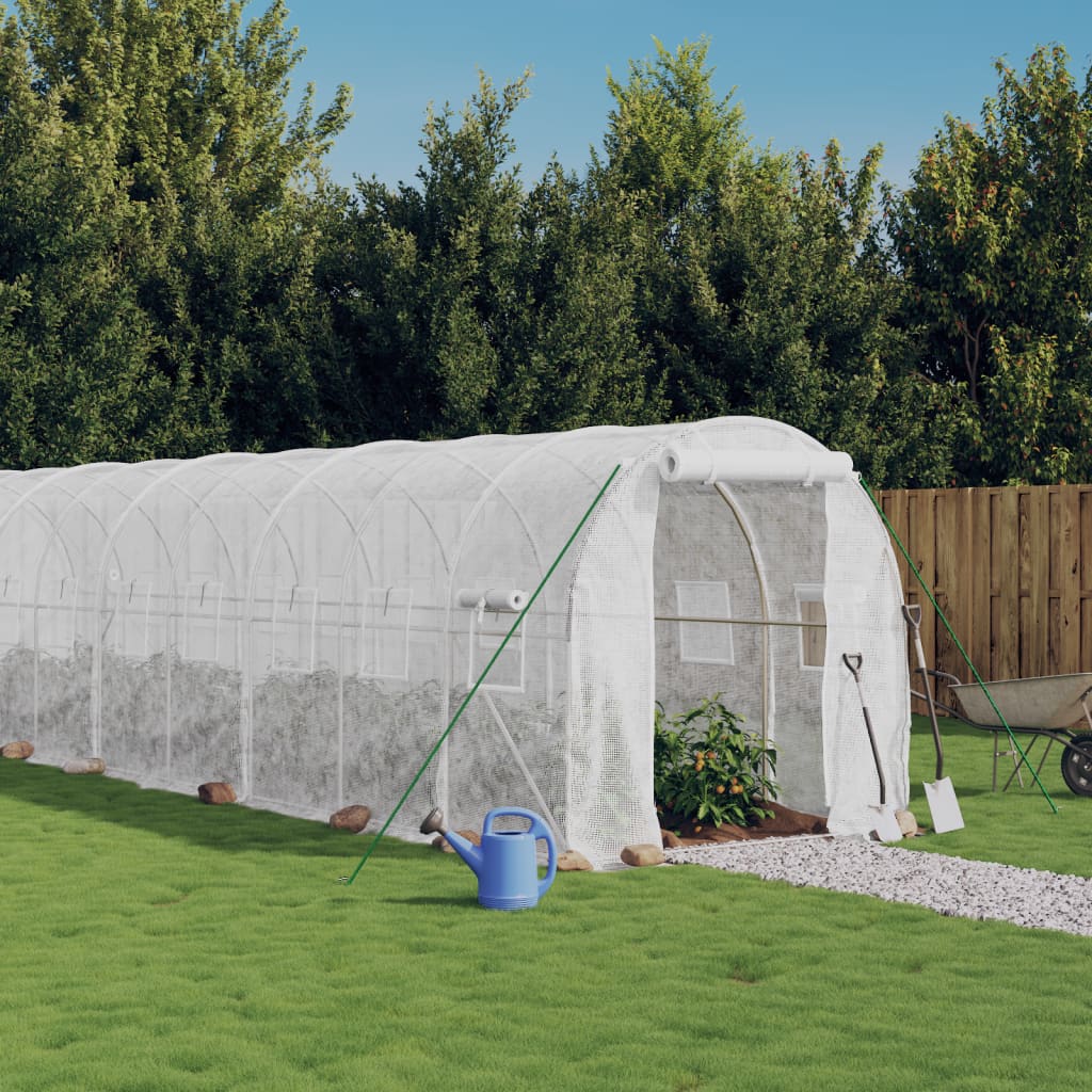 vidaXL Kasvihuone valkoinen 48 m² 24x2x2 m