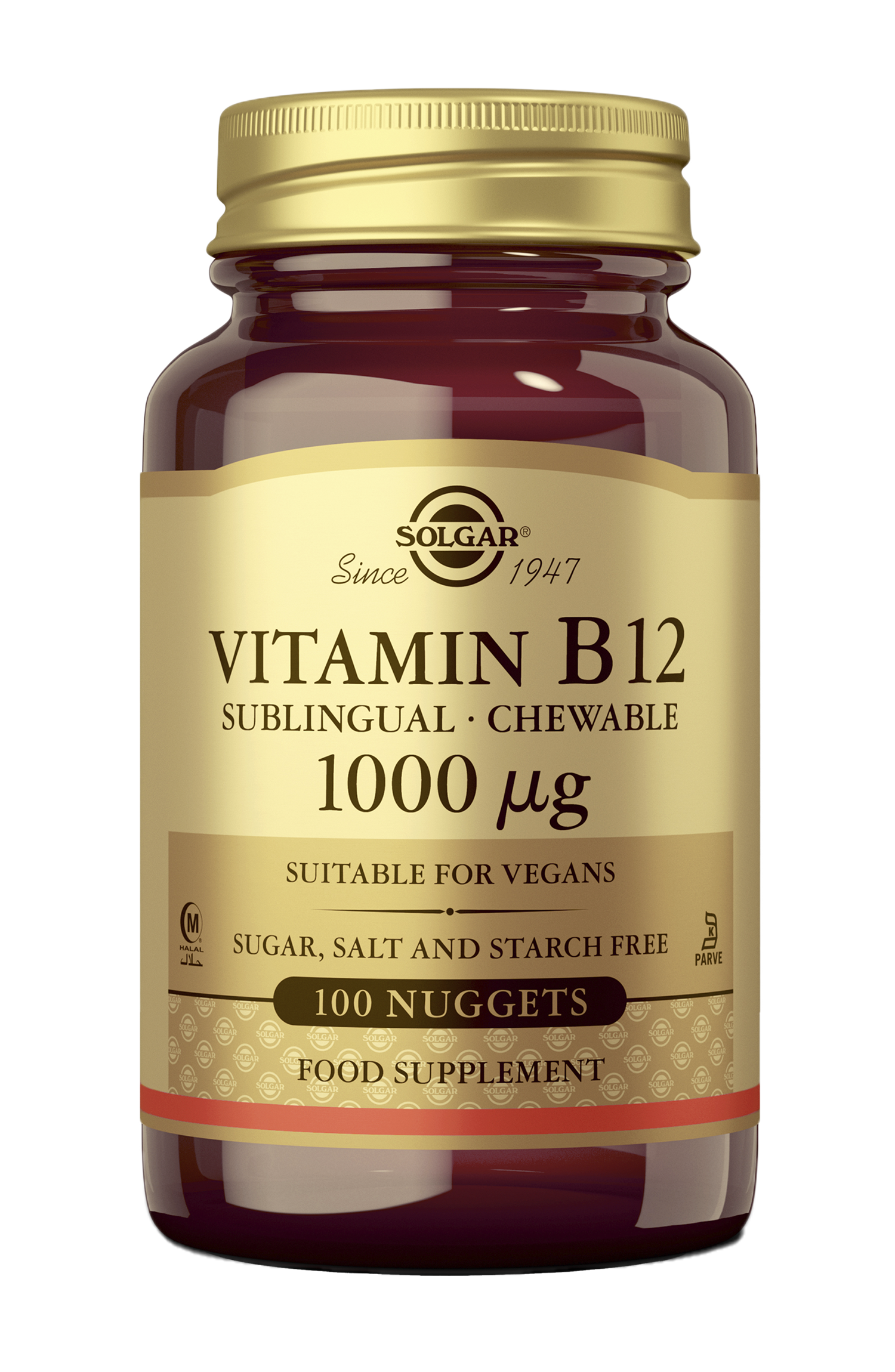 Solgar B12-vitamiini 1000 ug.,100 nugg.