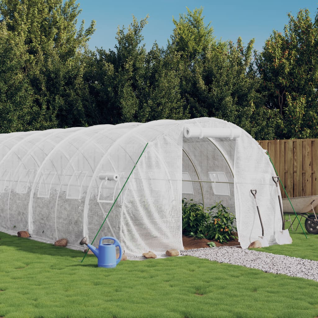 vidaXL Kasvihuone valkoinen 36 m² 12x3x2 m