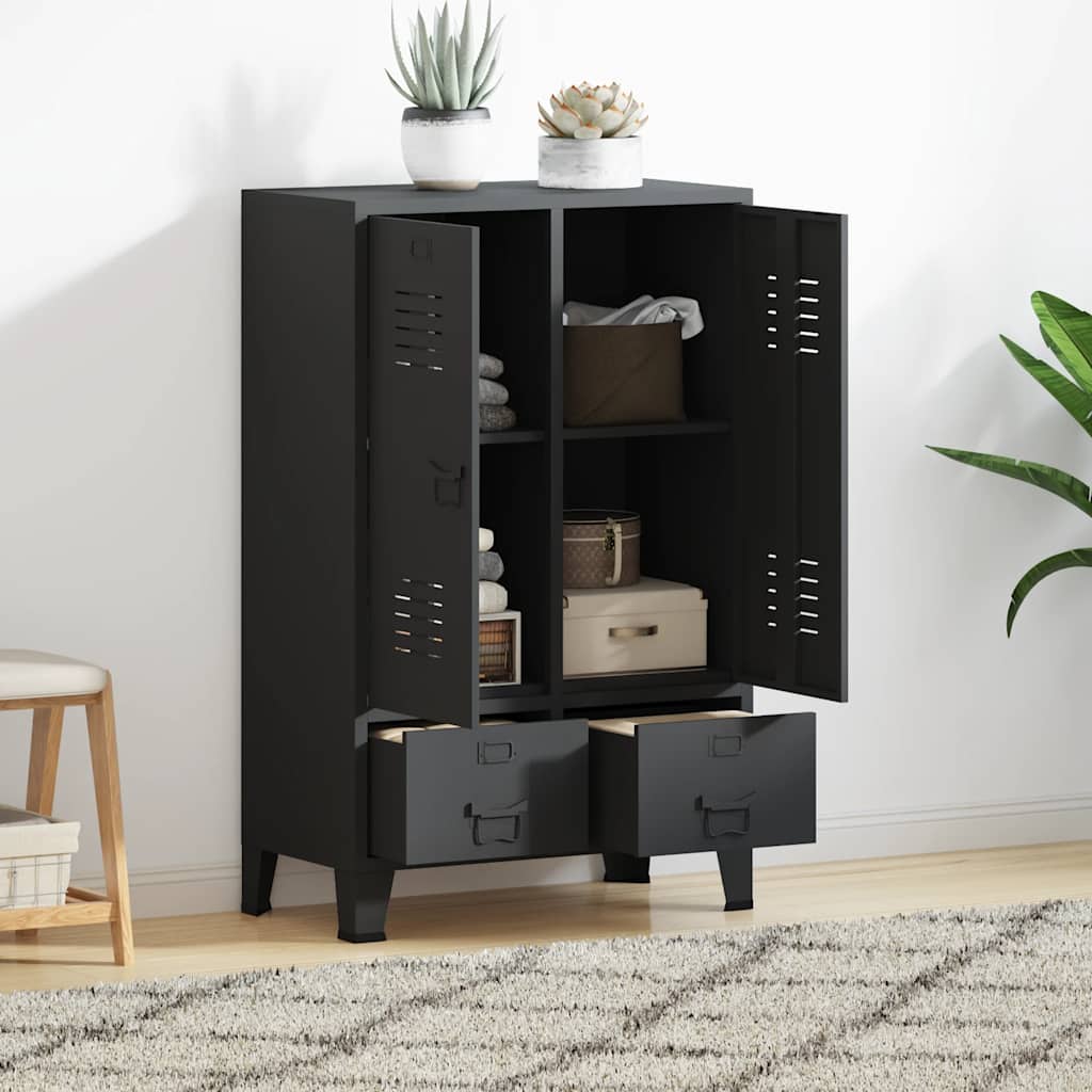 vidaXL Metallinen vaatekaappi 67x35x107 cm musta